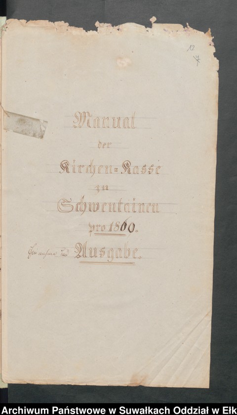 image.from.unit.number "Manual der Kirchen Kasse zu Schwentainen pro 1859. Einnahme - Ausgabe"