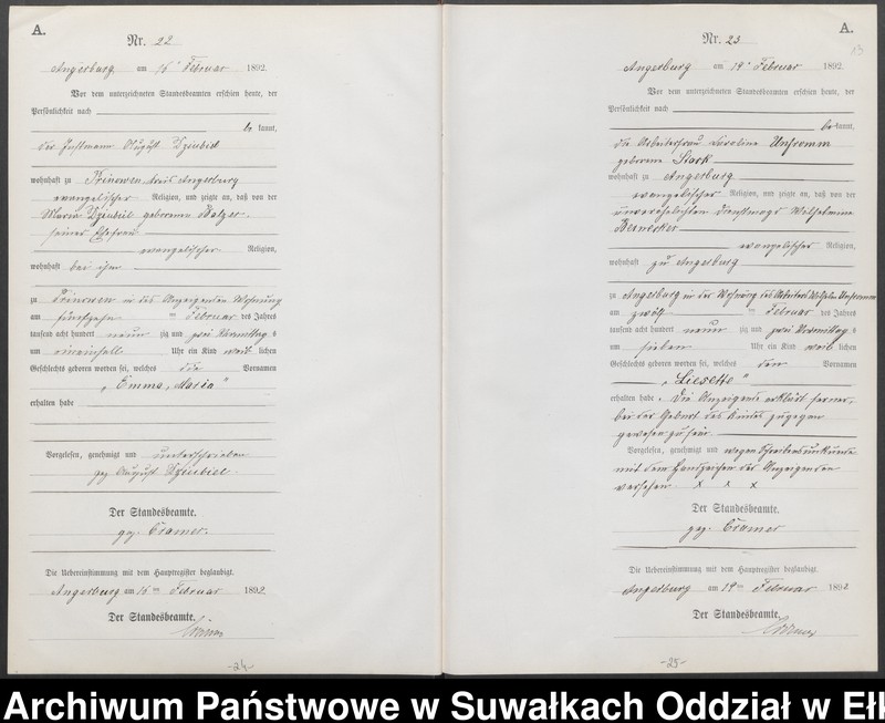 image.from.unit.number "Geburts-Neben-Register des Preussischen Standes-Amtes Angerburg Kreis Angerburg"