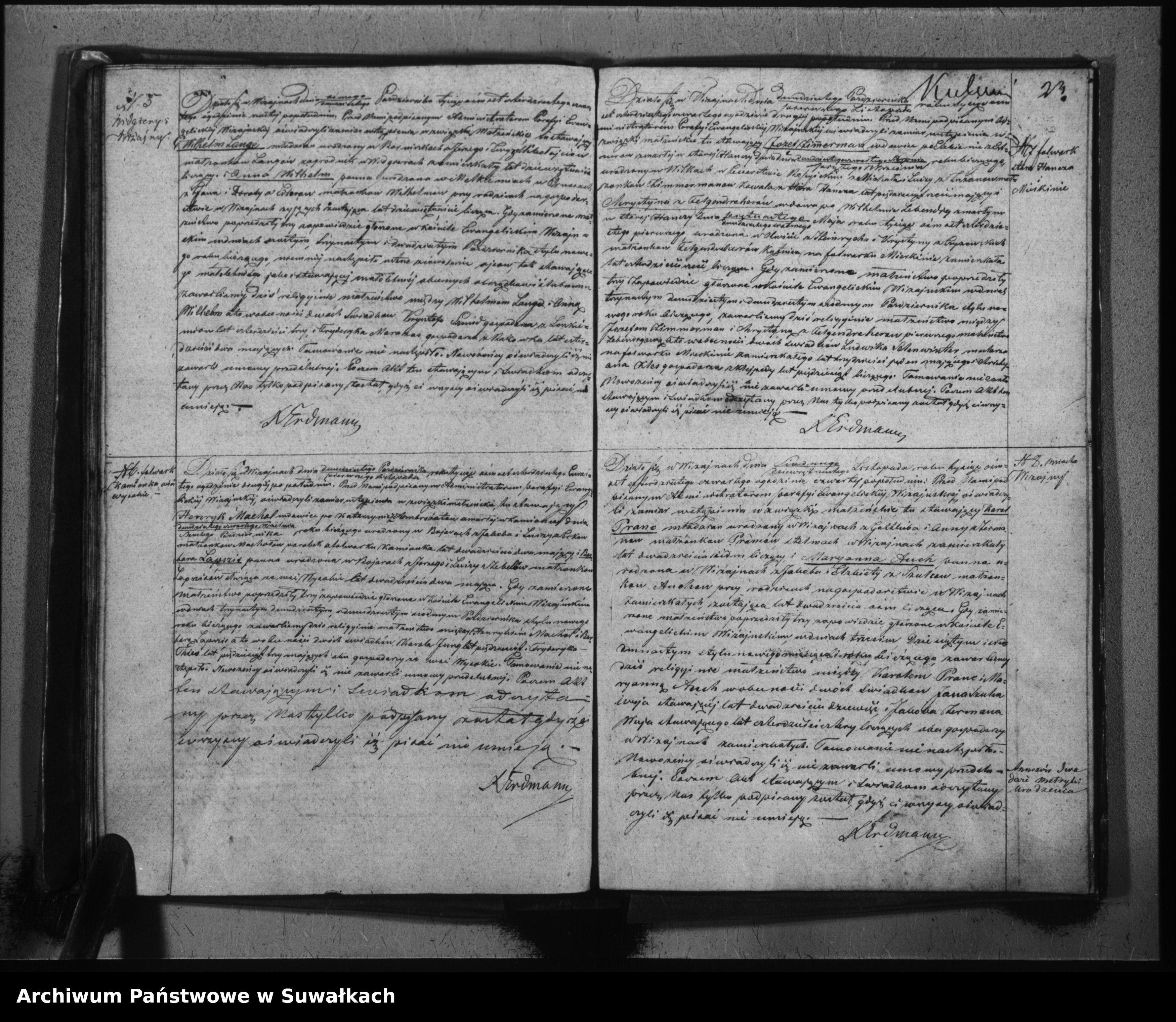 Skan z jednostki: Księga Duplikat do zapisywania Aktu Urodzonych, Zmarłych i Zaślubionych w Parafii Ewangelickiej Wiżajnskiej na rok 1844