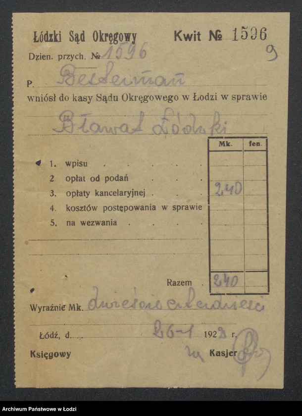 Obraz 11 z jednostki "Fiszel Besterman, Menachem Orbach- "Bławat Łódzki"- sprzedaż manufaktury i przędzy"