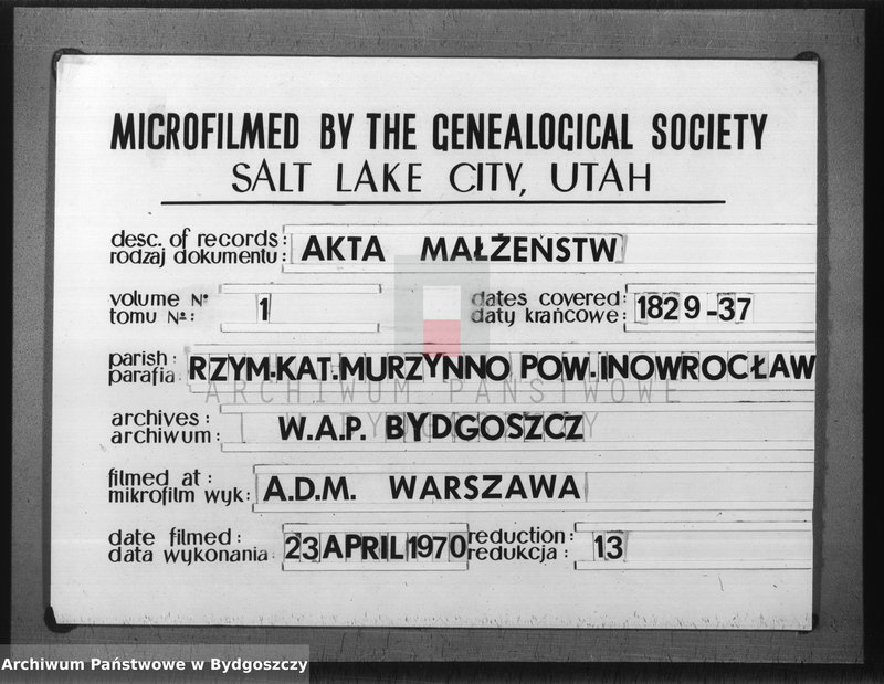Obraz 1 z jednostki "Duplicete Metrice Parochia Murzynno"