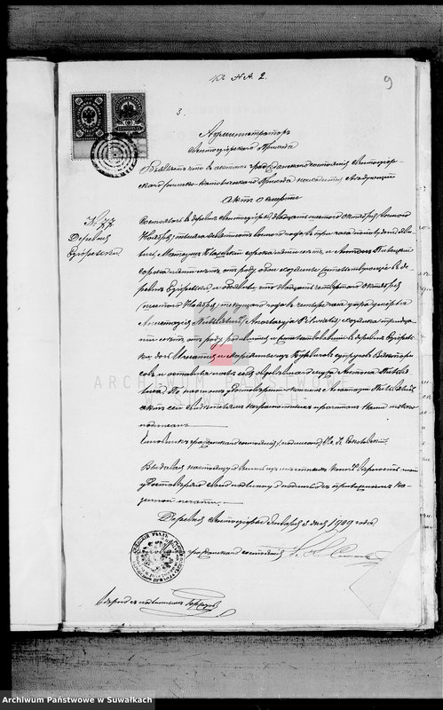 Obraz 9 z jednostki "Dokumenty k aktam o brakosočetavšichsja po Vejsejskomu Rimsko-Katoličeskomu Prichodu za 1909 god"