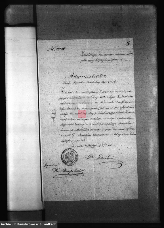 Obraz 9 z jednostki "Dokumenty k Aktam brakosočestavšich Krasnopolskago Prichoda za 1873 god."