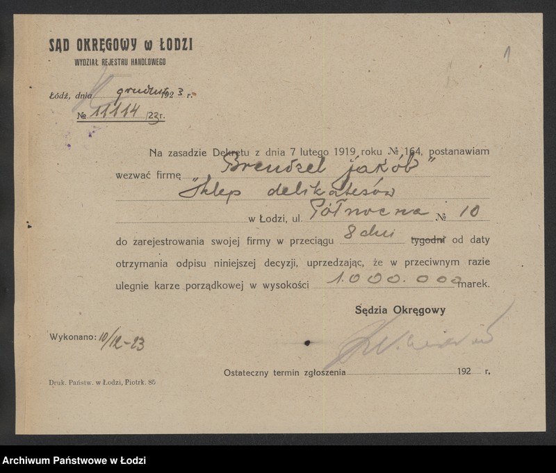 Obraz 3 z jednostki "Jankiel Brandzel – sprzedaż owoców"