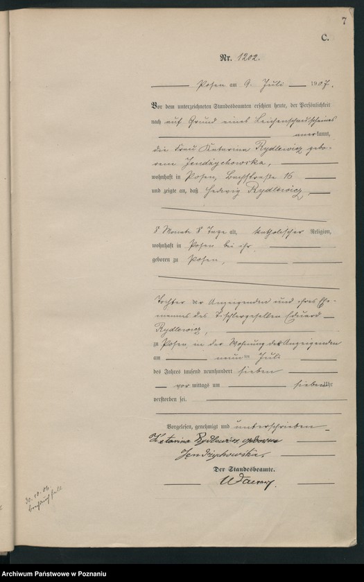 Obraz 9 z jednostki "Księga miejscowa zgonów tom III [Rejestr główny zgonów]"