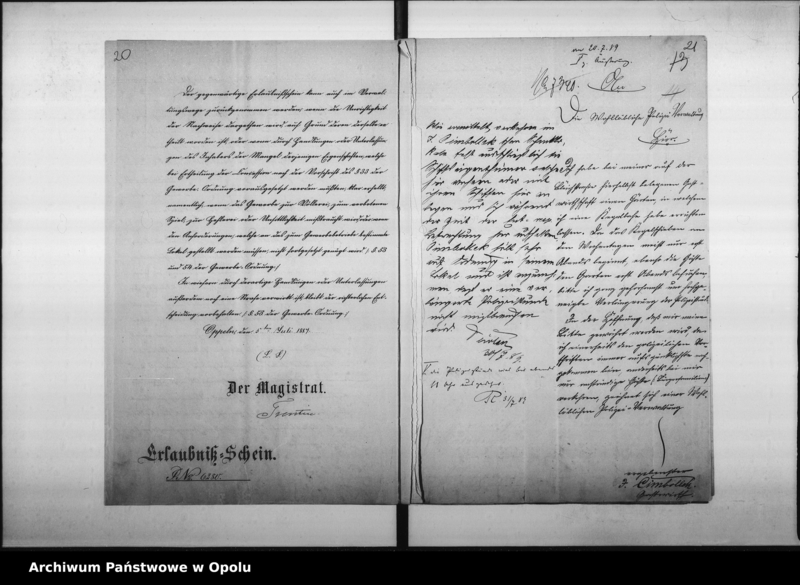 Obraz 19 z jednostki "Acta des Magistrats zu Oppeln betreffend den Gastwirtschaftsbetrieb im Hause No 32 Bleiche Vol: I"