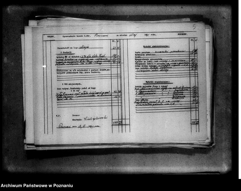 Obraz 9 z jednostki "Sprawozdania kasowe Zarządu Okręgowego Zjednoczenia Zawodowego Polskiego"