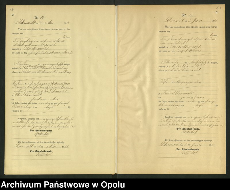 image.from.unit.number "Sterbe-Neben-Register Standesamts Schmardt pro 1895"