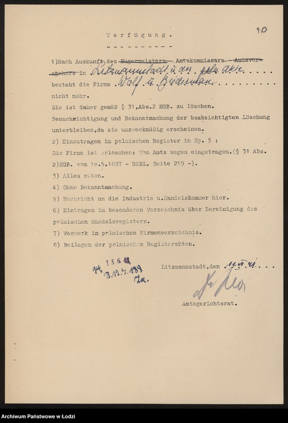 Obraz 12 z jednostki "Józef Wolf, Bronisław Biederman – hurtowy handel meblami"