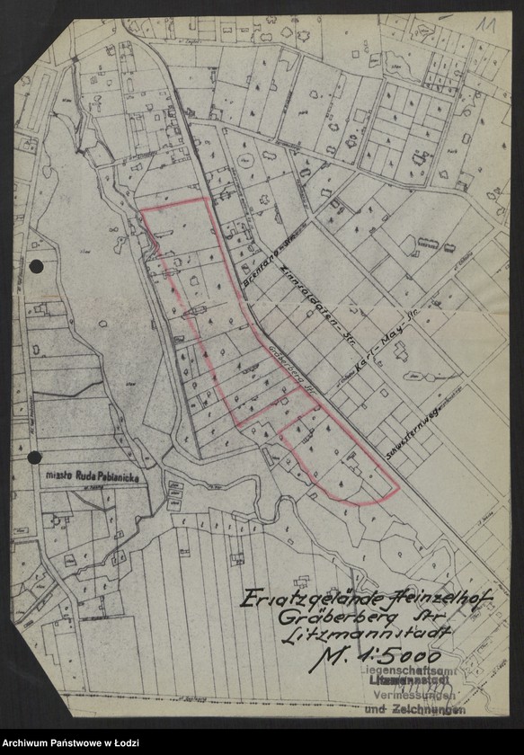 Obraz 13 z jednostki "Ruda Pabianicka Ersatzgelände Heinzelhof Gräberberg Strasse Litzmannstadt"