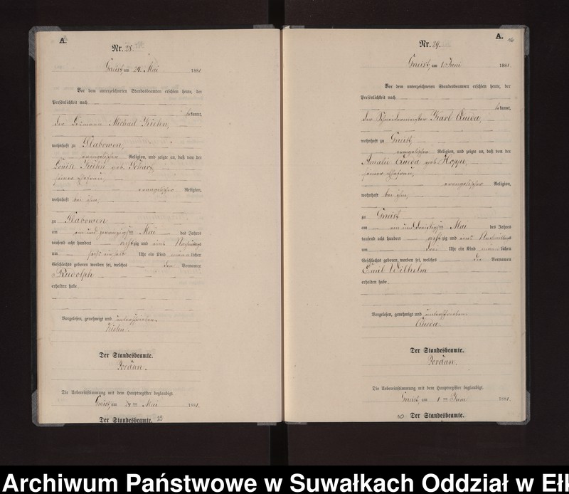 image.from.unit.number "Geburts-Neben-Register des Königlich Preussischen Standes-Amtes Gneist Kreis Loetzen"