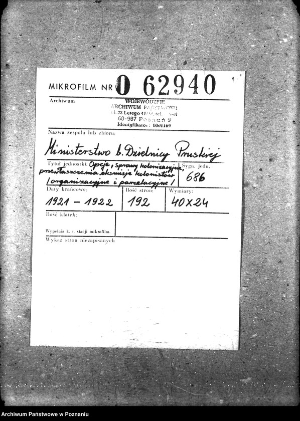 Obraz 2 z jednostki "Opcje, sprawy kolonizacyjne, przewłaszczenia, eksmisje kolonistów [organizacyjne i parcelacyjne]"