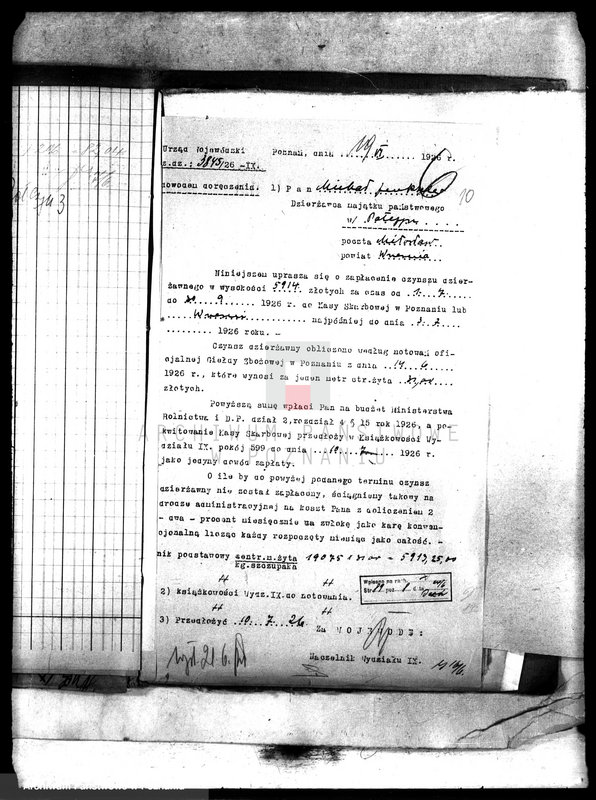 Obraz 14 z jednostki "Spłata czynszu dzierżawnego majątku Pałczyn"