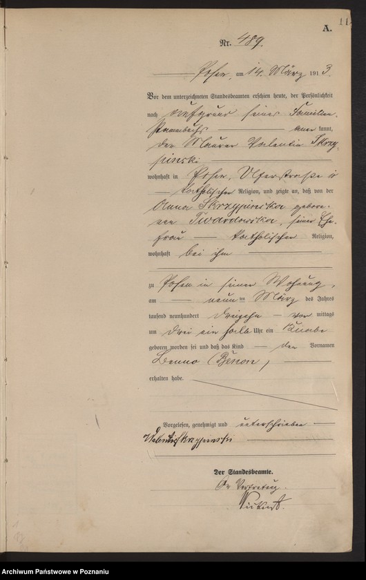 Obraz 13 z jednostki "Księga miejscowa urodzeń tom II [Rejestr główny urodzeń]"