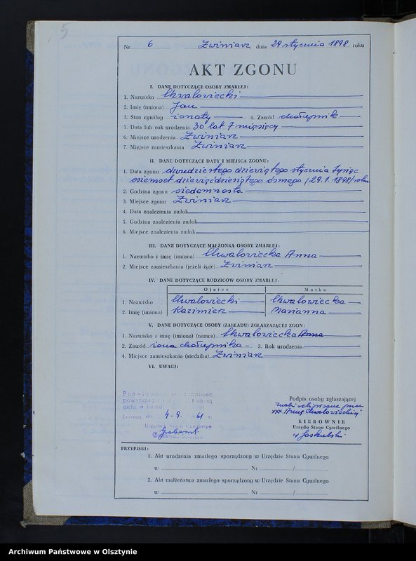 image.from.unit.number "Księga zgonów Nr 1 - 35 i 1 - 44 /przepisana w języku polskim z oryginału niemieckiego w dniach 4.09.-7.09.1961/"