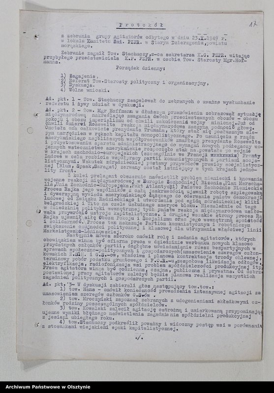 image.from.unit.number "Protokoły zebrań wyborczych /1951/, posiedzeń plenarnych, narad aktywu partyjnego, plany pracy, sprawozdania /1949-1954/ Komitetu Gminnego PZPR"