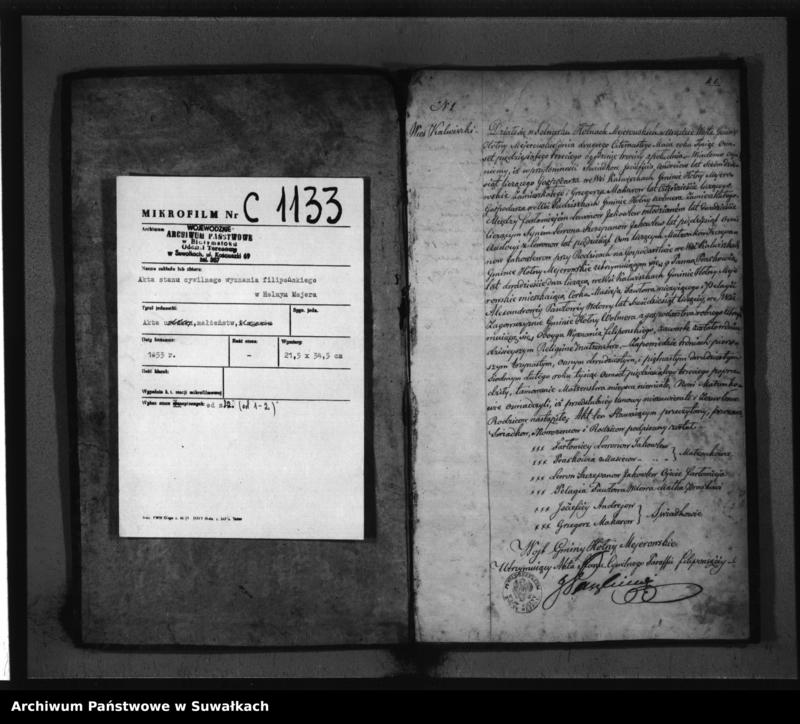 image.from.unit.number "Duplikat Akt Zawartych Ślubów przez Osoby Wyznania Filipońskiego w Gminie Hołny Mejerowskie Od dnia 20 Grudnia do dnia 10/31 Grudnia 1853 r."