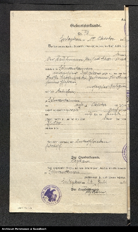 image.from.unit.number "Dowody do aktów ślubu Suwalskiego Okręgu Bożniczego 1928 rok"