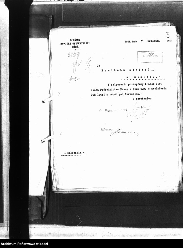 Obraz 8 z jednostki "Korespondencja Głównego Komitetu Obywatelskiego z Komitetem Kontroli"