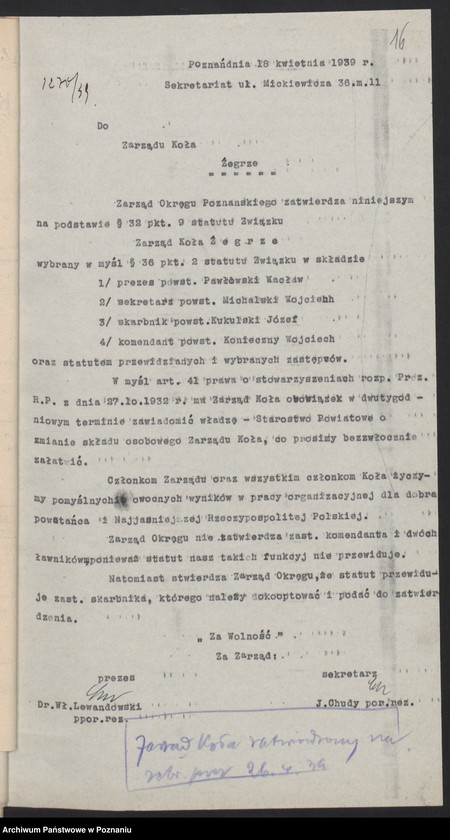 Obraz 18 z jednostki "Żegrze, powiat Poznań - akta koła."