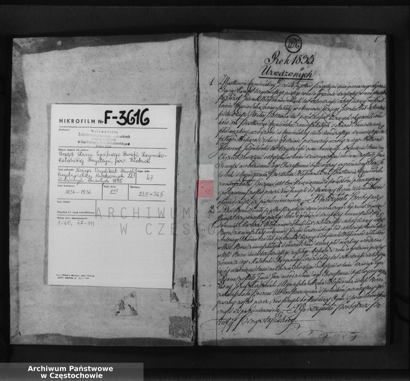 image.from.unit.number "Księga duplikat [akt] urodzonych, zaślubionych i zmarłych Parafii Przystajń z roku 1835"