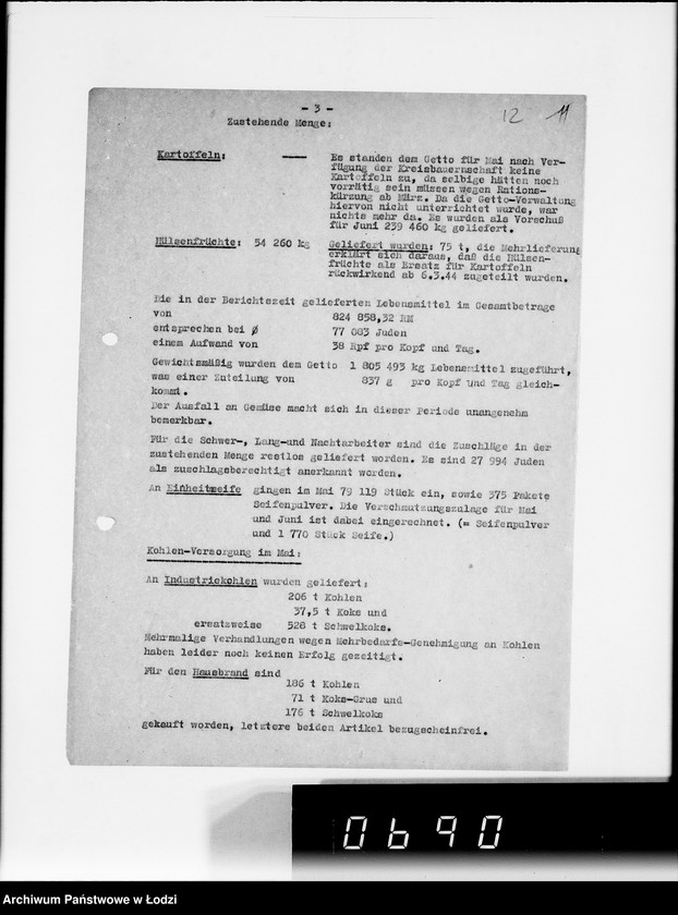 Obraz 16 z jednostki "Aktennotizen und Berichte [dotyczące spraw ogólnych Getta w Łodzi oraz jego utworzenia]"