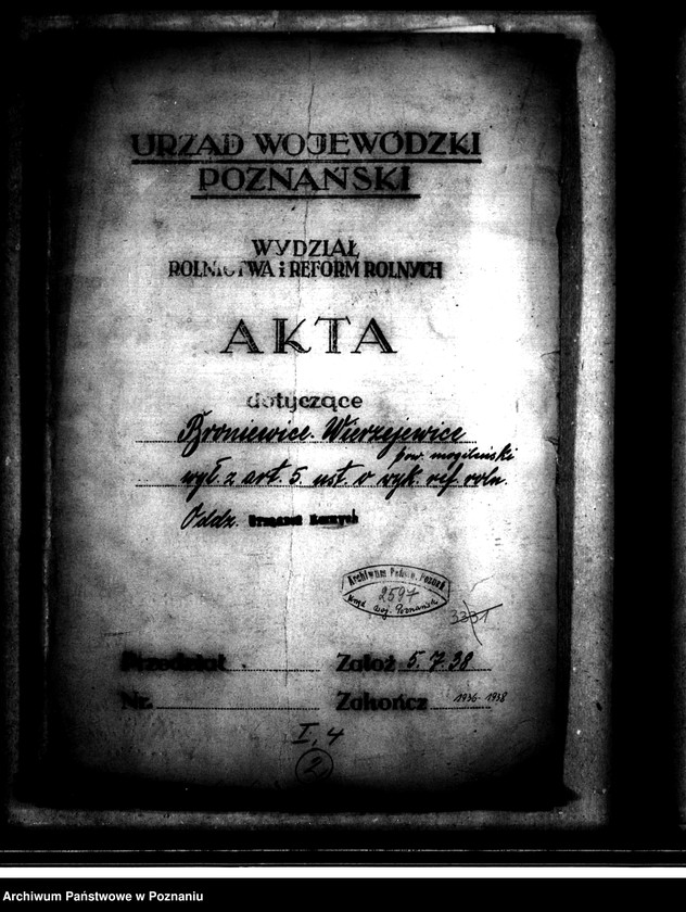 Obraz 4 z jednostki "Majątek Broniewice-Wierzejewice powiatu mogileńskiego wyłączenie z art. 4 i 5 ustawy o wykonaniu reformy rolnej"