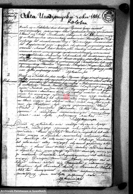 image.from.unit.number "[Księga akt urodzeń, małżeństw i zgonów wyznania rzymskokatolickiego w Kaletniku] 1861 r."