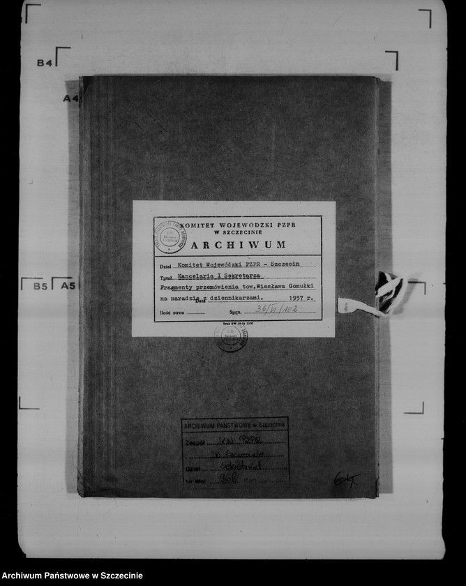 image.from.unit.number "Fragmenty przemówienia Władysława Gomułki na naradzie z dziennikarzami"