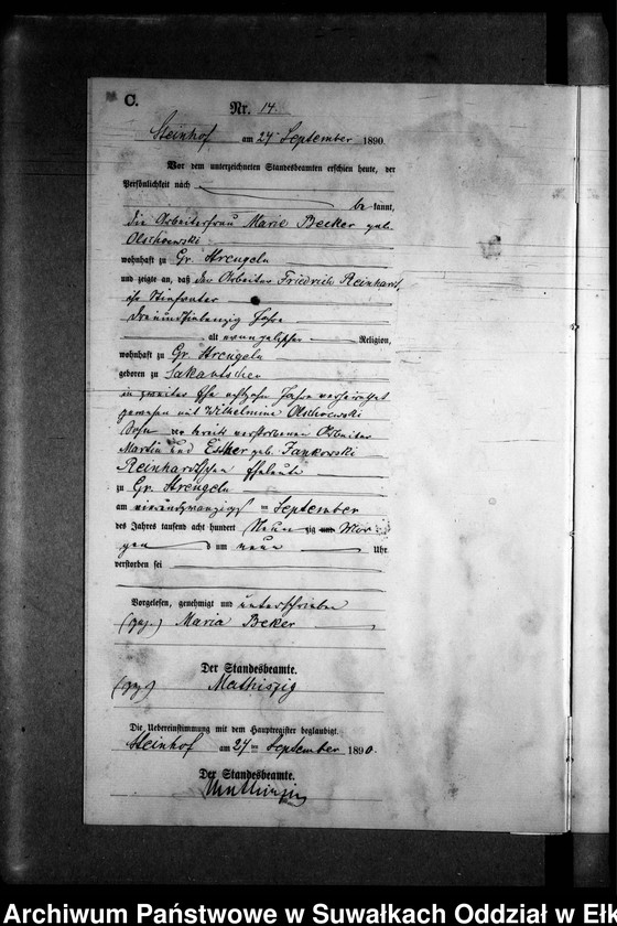 image.from.unit.number "Sterbe-Neben-Register des Preussischen Standes-Amtes Gr. Strengeln Kreis Angerburg"