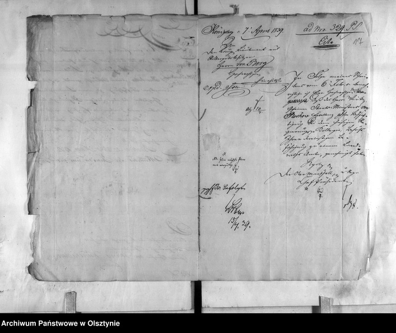 image.from.unit.number "Zulassung des Rittergutsbesitzers Lieutenant von Berg [Hermann] zu den Geschäften bei der Regierung"