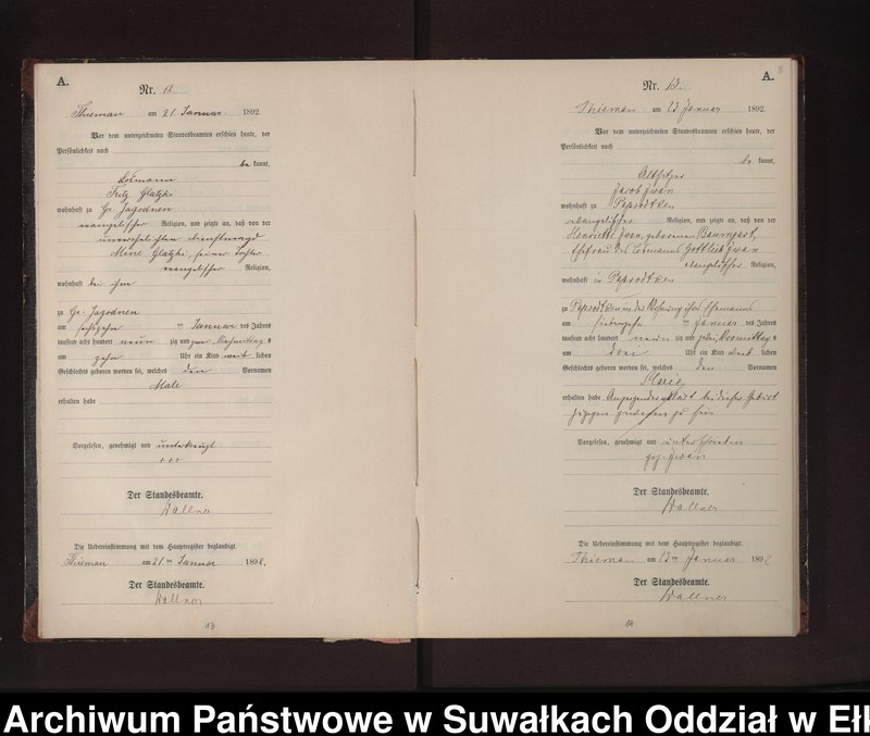 image.from.unit.number "Geburts-Neben-Register des Preussischen Standes-Amtes Rydzewen Kreis Loetzen"