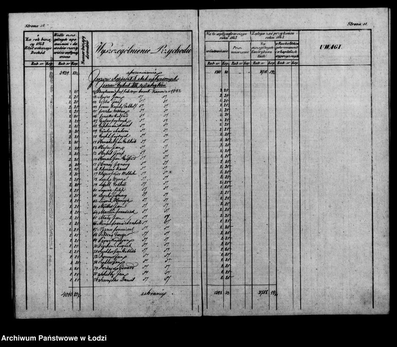 Obraz 12 z jednostki "Rachunek kasy ekonomicznej m. Łodzi za rok 1843"