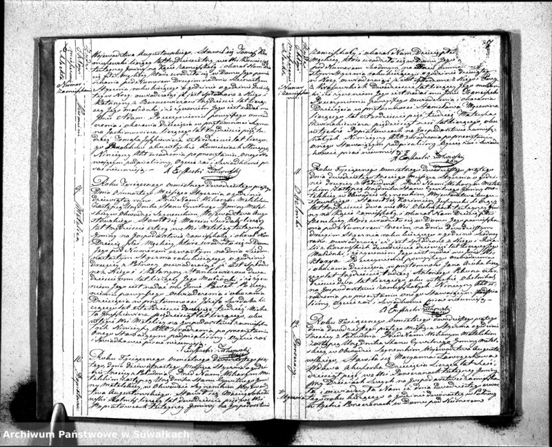 Obraz 5 z jednostki "Księga Aktów Urodzenia Urzędnika Stanu Cywilnego Gminy Metelskiey Pttu Seyneńskiego Wttwa Augustowskiego Od dnia 1- go Stycznia Tysiąc Osimset dwudziestego piątego roku 1825"