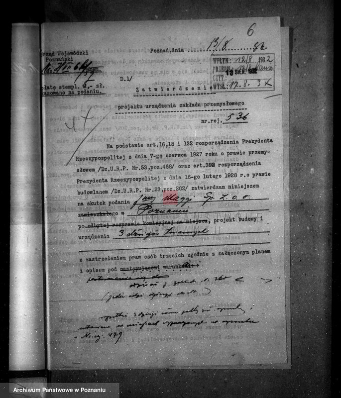 Obraz 11 z jednostki "Zatwierdzenie projektu firmy "Maggi" Spółka z o. o. w Poznaniu nr 536"