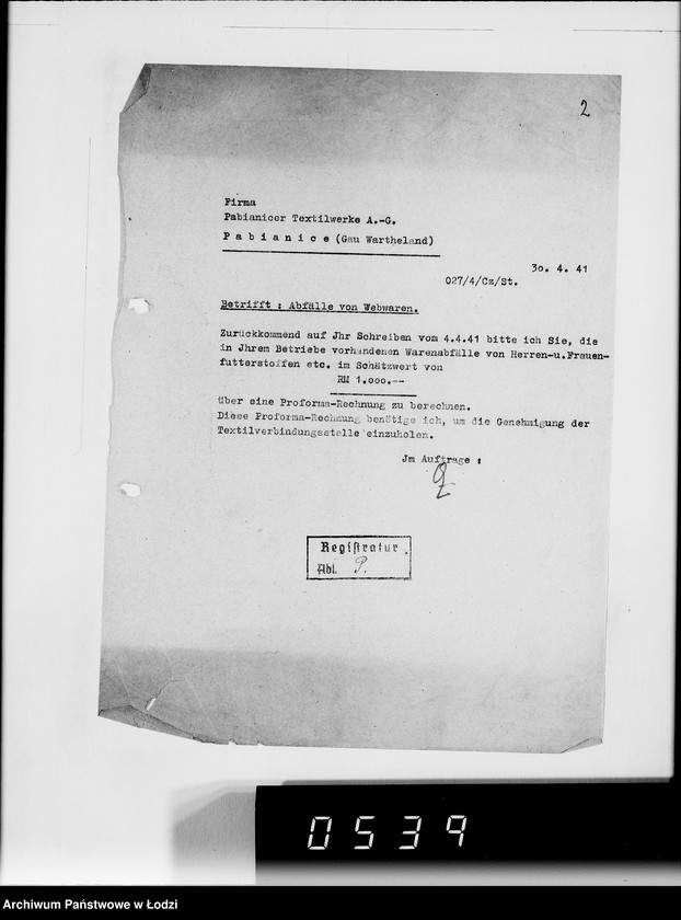 Obraz 6 z jednostki "[Korespondencja z urzędami, instytucjami i firmami] Lit.Pa-Qu"