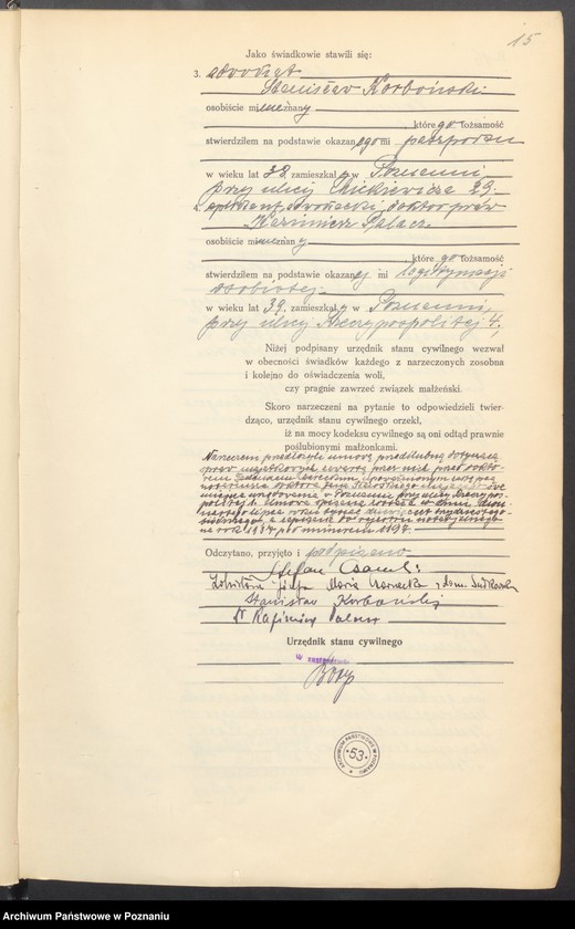 Obraz 17 z jednostki "Księga miejscowa małżeństw tom III [Rejestr główny małżeństw]"
