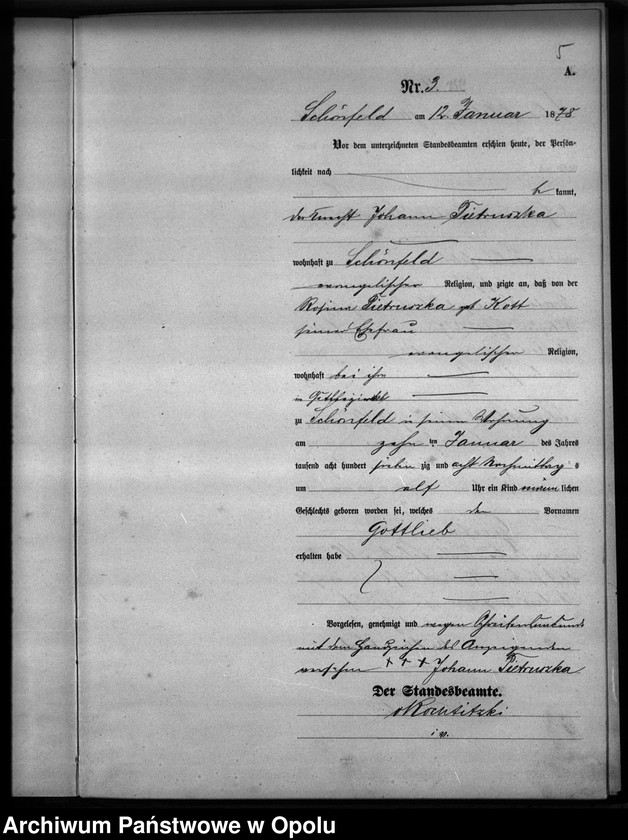 Obraz 6 z jednostki "Geburts-Haupt-Register Standesamts Schönfeld pro 1878"