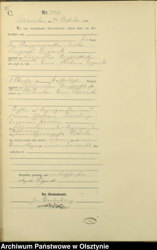 image.from.unit.number "Sterbe-Haupt-Register Tom II,Nr 400 - 529"