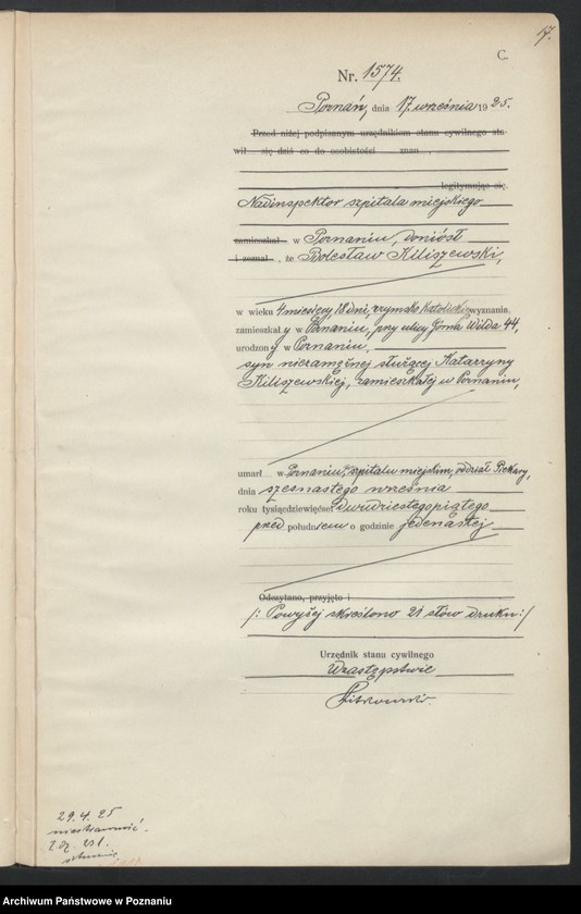 Obraz 19 z jednostki "Księga miejscowa zgonów tom IV [Rejestr główny zgonów]"