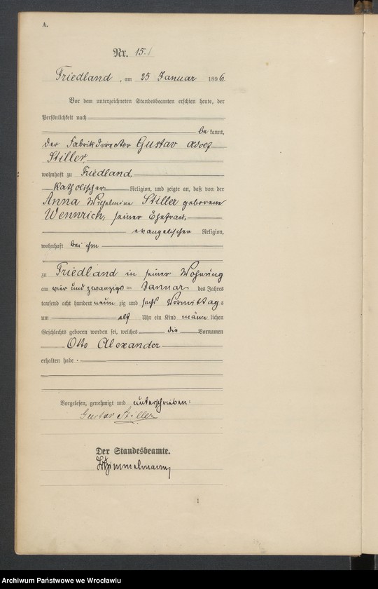 image.from.unit.number "Księga urodzeń USC Mieroszów (Friedland) 1896"