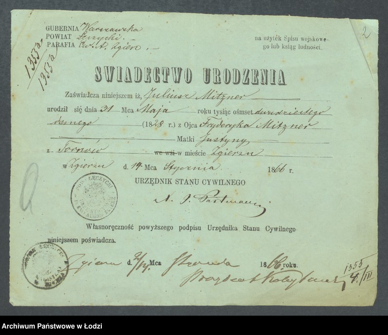 Obraz 4 z jednostki "Dowody metrykalne stałych mieszkańców m. Łodzi nr domu 1355-1356"