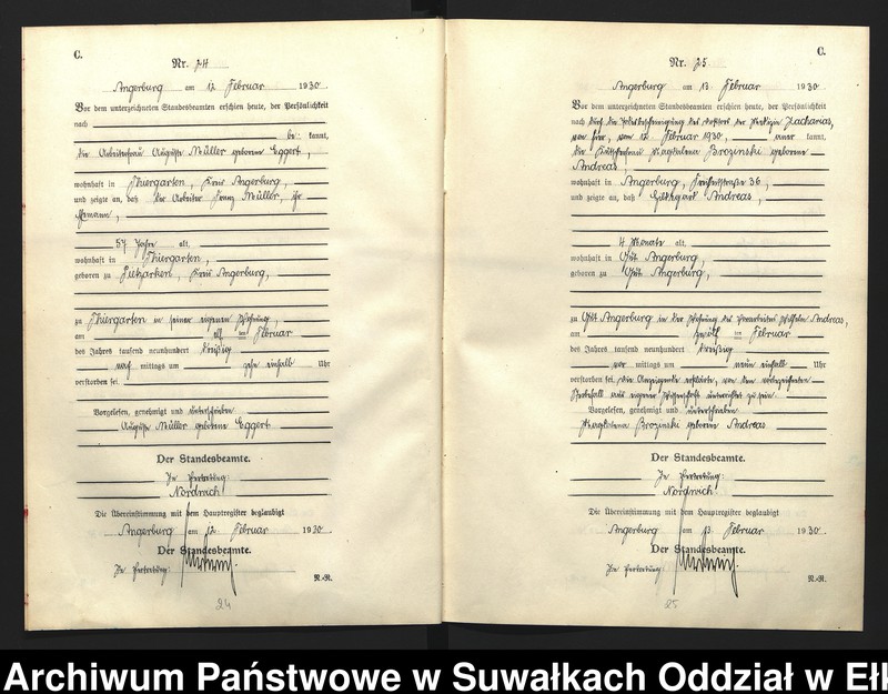 image.from.unit.number "C2. Sterbe - Register (Neben - Register) Standesamt Angerburg Ostpr. einschl. der Standesamtsbezirk Gross Strengeln, Kehlen und Prinowen"