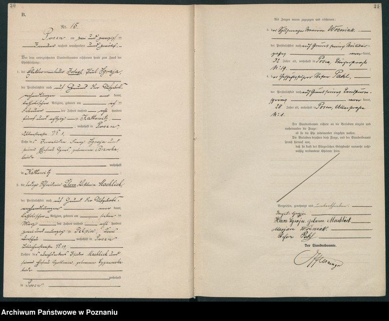 Obraz 17 z jednostki "Księga miejscowa małżeństw tom I [Rejestr główny małżeństw]"