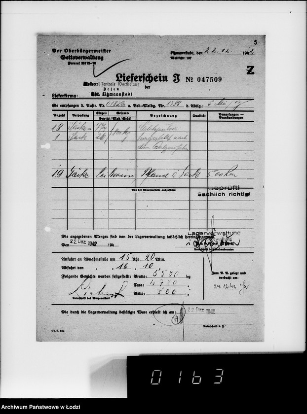 Obraz 7 z jednostki "Lebensmitteleinkauf. Aufträge, [Lieferscheinen und Rechnungen] 18291-18370"