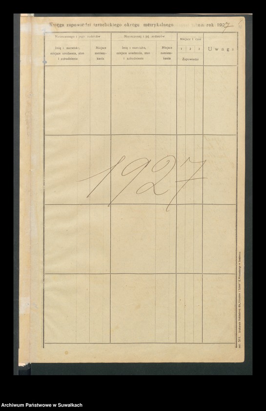 image.from.unit.number "Księga do zapis. zapowiedzi przedślubnych wyzn. mojżeszowego w m. Augustowie, r. 1926, 1927, 1928, 1929, 1930, 1931, 1932-1935 [1936]"