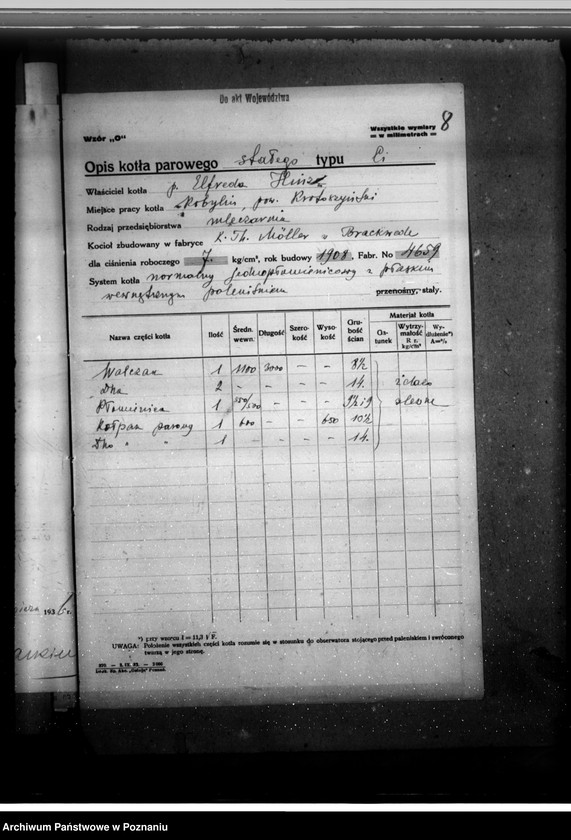 Obraz 12 z jednostki "Mleczarnia w Kobylinie własność E. Hinz nr woj. kotła 302"