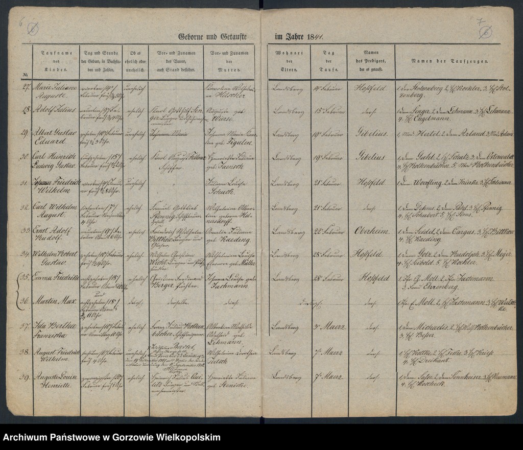 image.from.unit.number "Duplikate der Kirchenbücher von der Parochie der Hauptkirche zu Landsberg an der Warthe (zawiera także księgę zgonów Konkordien Kirche z 1841 r.)"