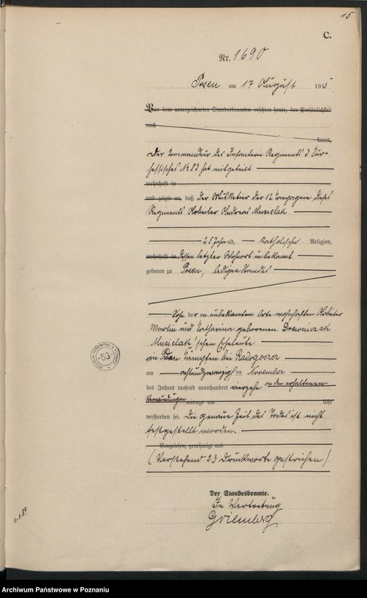 Obraz 17 z jednostki "Księga miejscowa zgonów tom IV [Rejestr główny zgonów]"