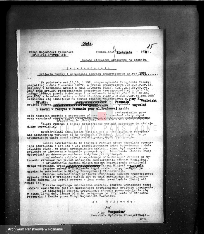 Obraz 19 z jednostki "Zatwierdzenie projektu budowy i urządzenia zakładu przemysłowego nr rej. 1779 / projekt umywalni F-mie H. Cegielski"